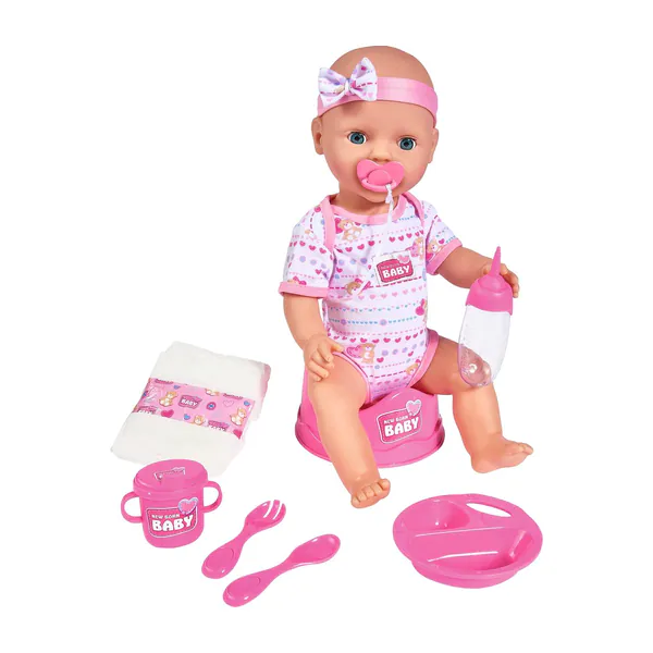 Simba - New Born Baby - Babypop - 43 cm - slapende ogen - roze - drink en plasfunctie - babypop