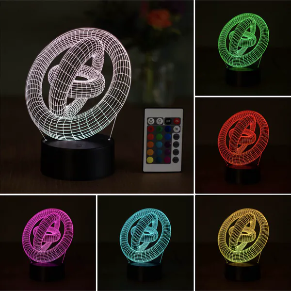 Klarigo®️ Nachtlamp – 3D LED Lamp Illusie – 16 Kleuren – Bureaulamp –  Infinity - Infinity Loop – Sfeerlamp – Nachtlampje Kinderen – Creative - Afstandsbediening